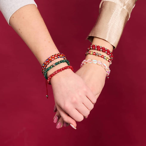 Mini Rainbow Supernova Galaxy Glass Pebble x Red String Bracelet